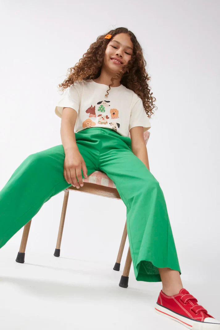 NOOS - Pantalón de niña recto botones verde - 43407