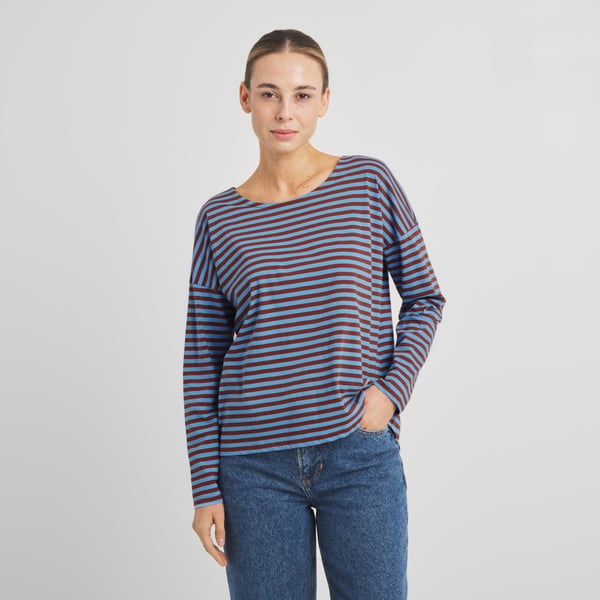 Top Humledal - Stripes cappuccino / cornflower blue