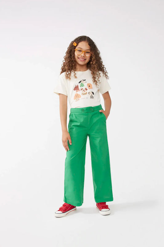 NOOS - Pantalón de niña recto botones verde - 43407