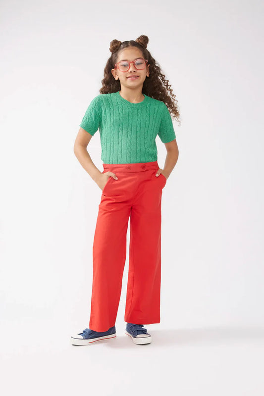 NOOS - Pantalón de niña recto botones rojo - 43409