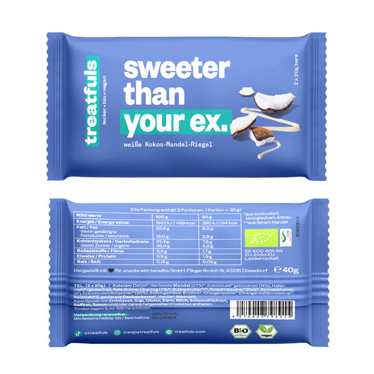 White chocolate coconut almond bar organic + vegan + gluten-free
