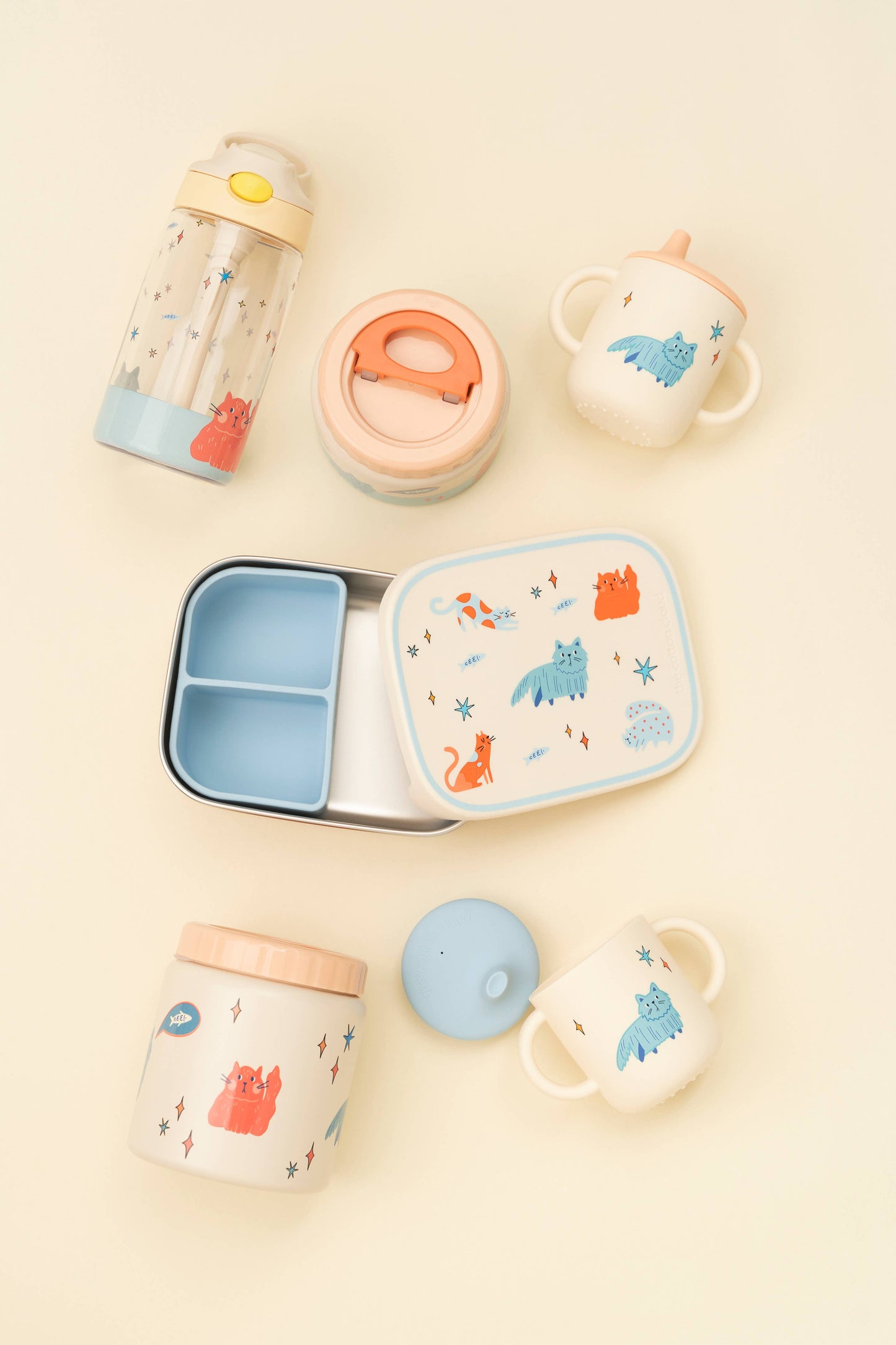 STAINLESS STEEL LUNCHBOX with compartments Meowtiful Cats