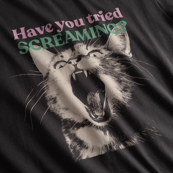 T-shirt Vadstena  - Screaming cat Charcoal