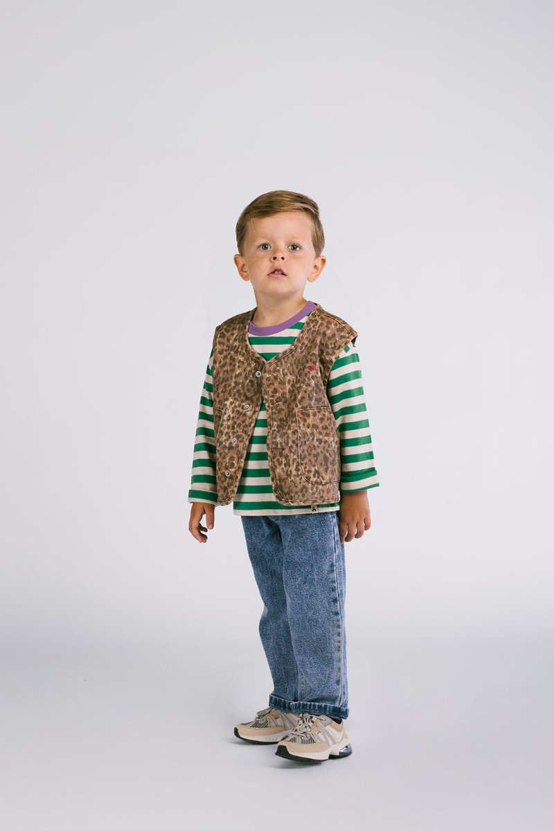 Claes denim leopard gilet