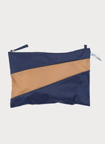 The New Pouch - Navy & Camel Large