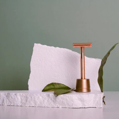 Safety Razor Scheermes + Houder + Mesjes - Rosé Goud